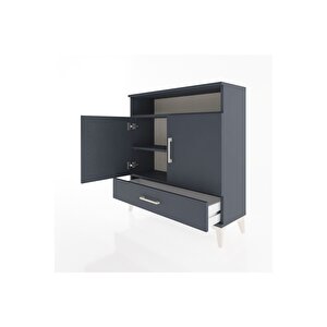 Arges Şifonyer 3 Raflı Tek Çekmeceli 2 Kapaklı 88x30x96 Antrasit-antrasit