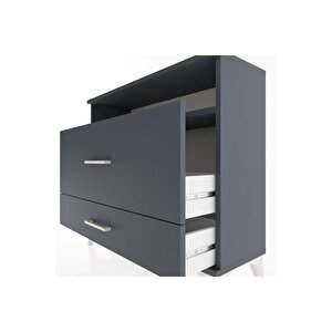 Arges Şifonyer Tek Raflı 2 Çekmeceli 88x30x80 Antrasit-antrasit