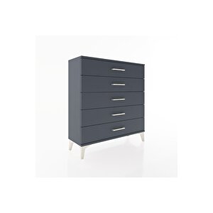 Arges Şifonyer 5 Çekmeceli 88x30x96 Antrasit-antrasit