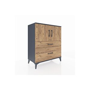 Hyperion Şifonyer 2 Raflı 2 Çekmeceli 2 Kapaklı 88x44x106 Antrasit-çam
