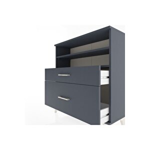 Arges Şifonyer 2 Raflı 2 Çekmeceli 88x30x96 Antrasit-antrasit