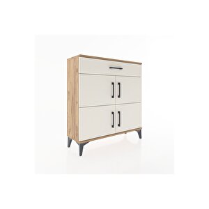 Arges Şifonyer 3 Raflı Tek Çekmeceli 4 Kapaklı 88x30x96 Çam-aytaşı