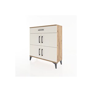 Arges Şifonyer 3 Raflı Tek Çekmeceli 4 Kapaklı 88x30x96 Çam-aytaşı