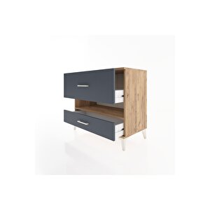 Hyperion Şifonyer Tek Raflı 2 Çekmeceli 88x44x80 Çam-antrasit