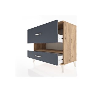 Hyperion Şifonyer Tek Raflı 2 Çekmeceli 88x44x80 Çam-antrasit