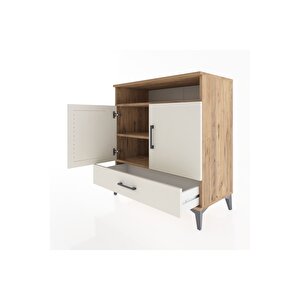 Hyperion Şifonyer 3 Raflı Tek Çekmeceli 2 Kapaklı 88x44x96 Çam-aytaşı