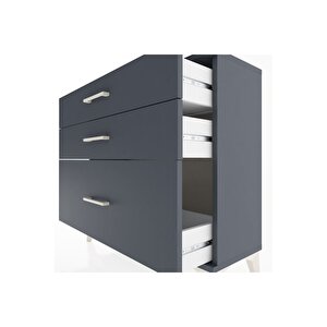 Arges Şifonyer 3 Çekmeceli 88x30x80 Antrasit-antrasit