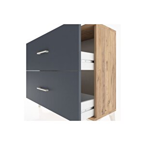 Arges Şifonyer 2 Çekmeceli 88x30x80 Çam-antrasit