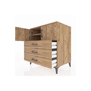 Kronos Şifonyer 2 Raflı 3 Çekmeceli 2 Kapaklı 88x59x96 Çam-çam