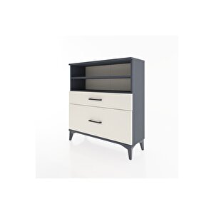 Arges Şifonyer 2 Raflı 2 Çekmeceli 88x30x96 Antrasit-aytaşı