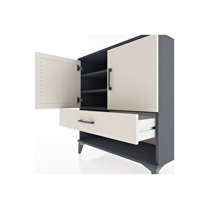 Hyperion Şifonyer 3 Raflı Tek Çekmeceli 2 Kapaklı 88x44x96 Antrasit-aytaşı