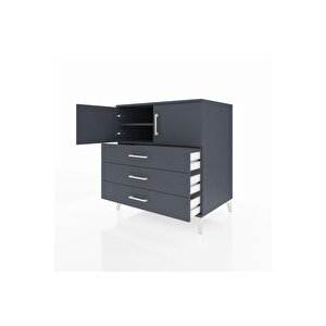 Kronos Şifonyer 2 Raflı 3 Çekmeceli 2 Kapaklı 88x59x96 Antrasit-antrasit