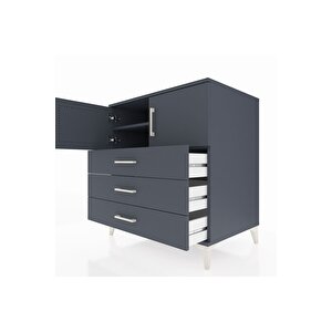 Kronos Şifonyer 2 Raflı 3 Çekmeceli 2 Kapaklı 88x59x96 Antrasit-antrasit