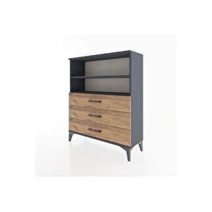 Arges Şifonyer 2 Raflı 3 Çekmeceli 88x30x106 Antrasit-çam