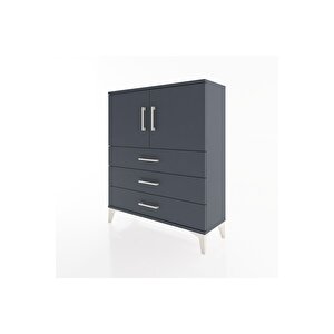 Arges Şifonyer 2 Raflı 3 Çekmeceli 2 Kapaklı 88x30x106 Antrasit-antrasit