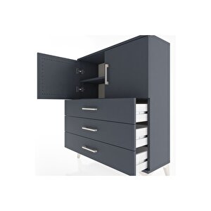 Arges Şifonyer 2 Raflı 3 Çekmeceli 2 Kapaklı 88x30x106 Antrasit-antrasit