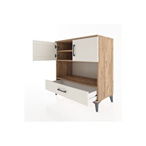 Hyperion Şifonyer 3 Raflı Tek Çekmeceli 2 Kapaklı 88x44x96 Çam-aytaşı