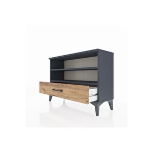 Arges Şifonyer 2 Raflı Tek Çekmeceli 88x30x64 Antrasit-çam