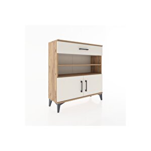 Arges Şifonyer 3 Raflı Tek Çekmeceli 2 Kapaklı 88x30x96 Çam-aytaşı