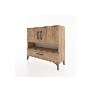 Arges Şifonyer 3 Raflı Tek Çekmeceli 2 Kapaklı 88x30x80 Çam-çam