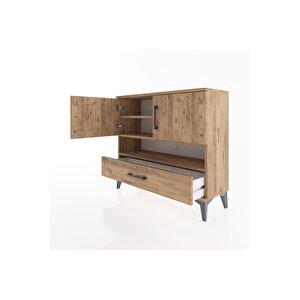 Arges Şifonyer 3 Raflı Tek Çekmeceli 2 Kapaklı 88x30x80 Çam-çam