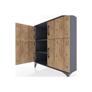 Hyperion Şifonyer 2 Raflı 4 Kapaklı 88x44x96 Antrasit-çam