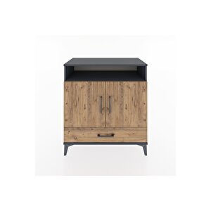 Hyperion Şifonyer 4 Raflı Tek Çekmeceli 2 Kapaklı 88x44x96 Antrasit-çam