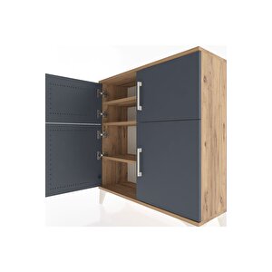 Arges Şifonyer 3 Raflı 4 Kapaklı 88x30x96 Çam-antrasit