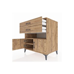 Kronos Şifonyer 2 Raflı 2 Çekmeceli 2 Kapaklı 88x59x96 Çam-çam