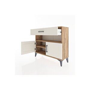 Arges Şifonyer 2 Raflı Tek Çekmeceli 2 Kapaklı 88x30x80 Çam-aytaşı