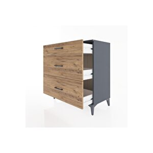 Hyperion Şifonyer 3 Çekmeceli 88x44x96 Antrasit-çam