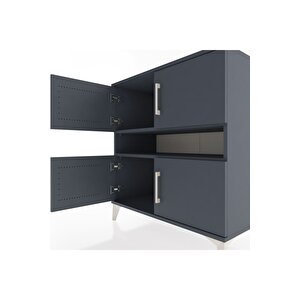 Hyperion Şifonyer 2 Raflı 4 Kapaklı 88x44x96 Antrasit-antrasit
