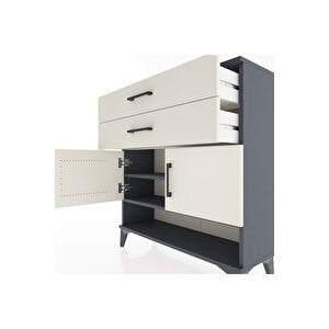 Arges Şifonyer 2 Raflı 2 Çekmeceli 2 Kapaklı 88x30x96 Antrasit-aytaşı