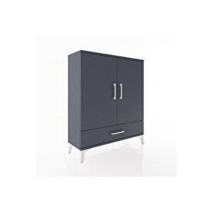 Arges Şifonyer 2 Raflı Tek Çekmeceli 2 Kapaklı 88x30x106 Antrasit-antrasit