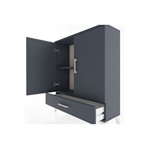 Arges Şifonyer 2 Raflı Tek Çekmeceli 2 Kapaklı 88x30x106 Antrasit-antrasit