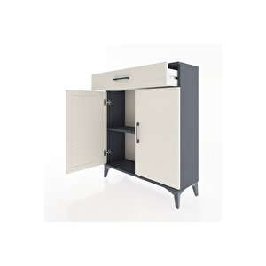 Arges Şifonyer Tek Raflı Tek Çekmeceli 2 Kapaklı 88x30x106 Antrasit-aytaşı