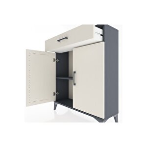 Arges Şifonyer Tek Raflı Tek Çekmeceli 2 Kapaklı 88x30x106 Antrasit-aytaşı