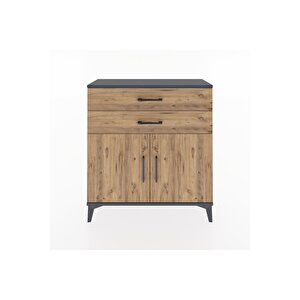 Arges Şifonyer Tek Raflı 2 Çekmeceli 2 Kapaklı 88x30x96 Antrasit-çam