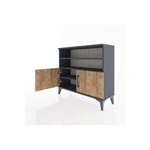 Arges Şifonyer 3 Raflı 2 Kapaklı 88x30x80 Antrasit-çam