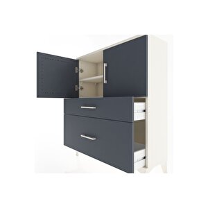 Arges Şifonyer 2 Raflı 2 Çekmeceli 2 Kapaklı 88x30x106 Aytaşı-antrasit