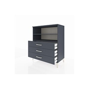 Hyperion Şifonyer 2 Raflı 3 Çekmeceli 88x44x106 Antrasit-antrasit