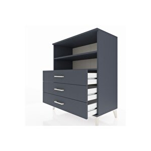 Hyperion Şifonyer 2 Raflı 3 Çekmeceli 88x44x106 Antrasit-antrasit