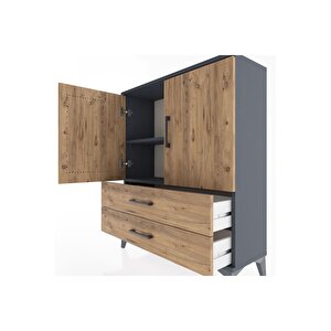 Arges Şifonyer 2 Raflı 2 Çekmeceli 2 Kapaklı 88x30x106 Antrasit-çam