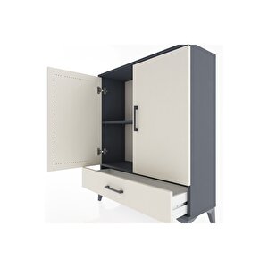 Arges Şifonyer 2 Raflı Tek Çekmeceli 2 Kapaklı 88x30x106 Antrasit-aytaşı