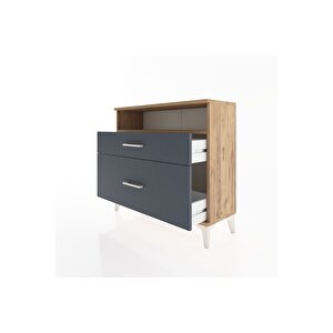 Arges Şifonyer Tek Raflı 2 Çekmeceli 88x30x80 Çam-antrasit