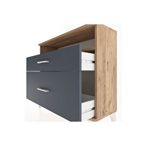 Arges Şifonyer Tek Raflı 2 Çekmeceli 88x30x80 Çam-antrasit