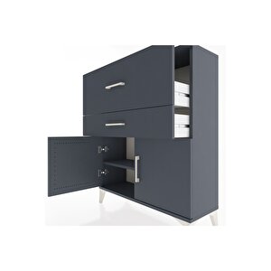 Arges Şifonyer Tek Raflı 2 Çekmeceli 2 Kapaklı 88x30x106 Antrasit-antrasit