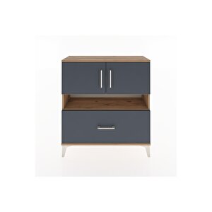 Arges Şifonyer 3 Raflı Tek Çekmeceli 2 Kapaklı 88x30x96 Çam-antrasit