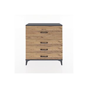 Arges Şifonyer 4 Çekmeceli 88x30x96 Antrasit-çam