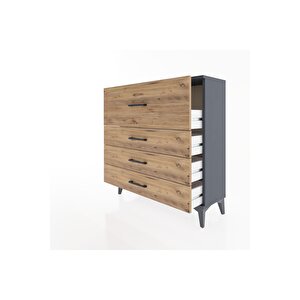 Arges Şifonyer 4 Çekmeceli 88x30x96 Antrasit-çam